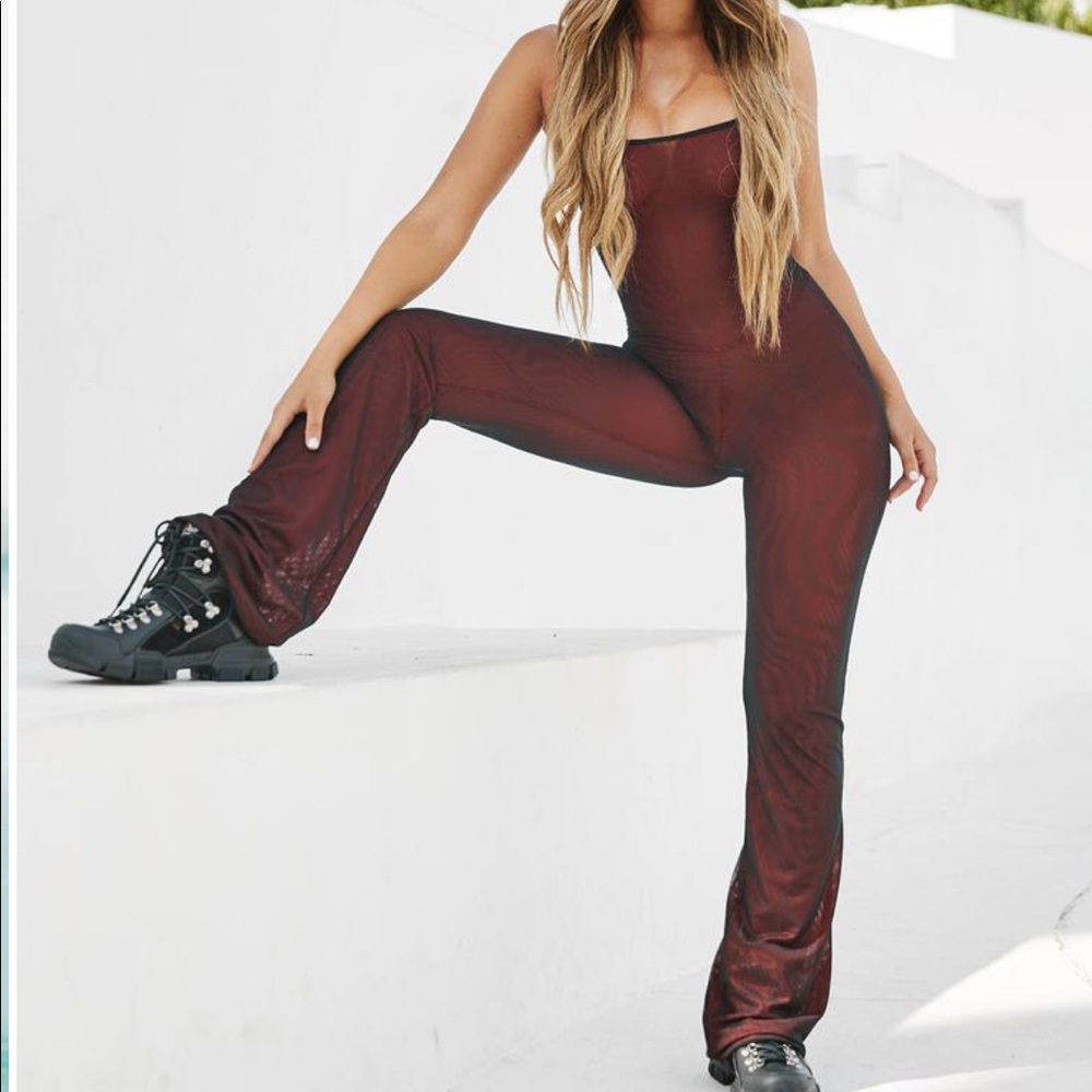 Scorpio Tiger Mist Jumpsuit- Small- Sheer Red